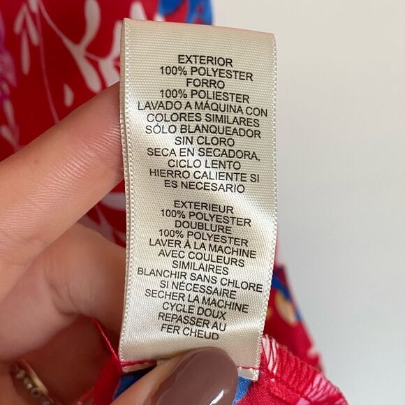 Eliza J Twist Bust Mini Dress Red Floral Ruffle Flowy Size 10 NWOT - Picture 9 of 9